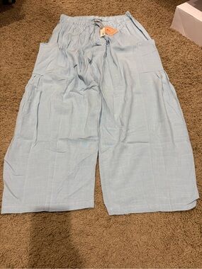 Women’s Wide Leg Light Blue Utility Pocket Pants